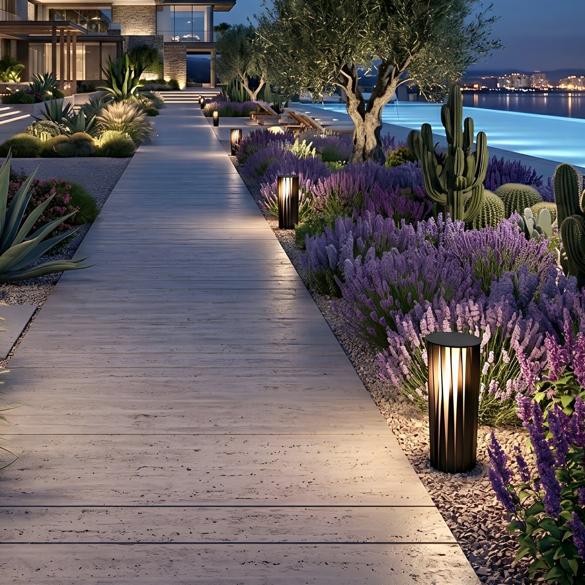 Waterproof Cylindrical Twisted Outdoor Post Light Pathway Lighting - Flare Shack