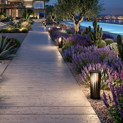 Waterproof Cylindrical Twisted Outdoor Post Light Pathway Lighting - Flare Shack