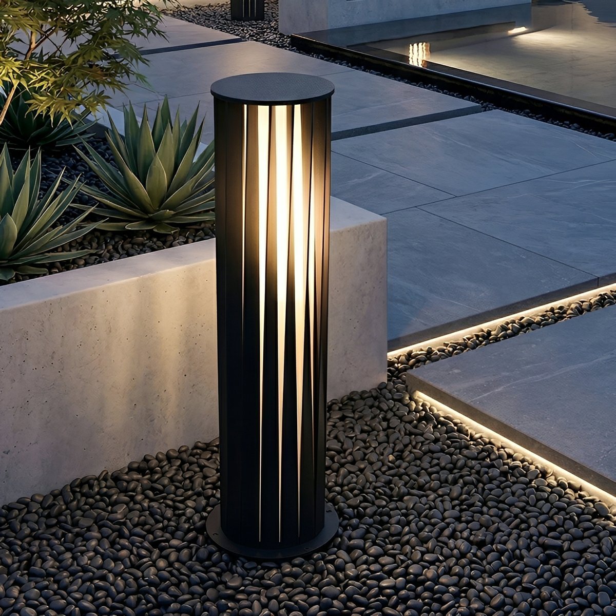 Waterproof Cylindrical Twisted Outdoor Post Light Pathway Lighting - Flare Shack