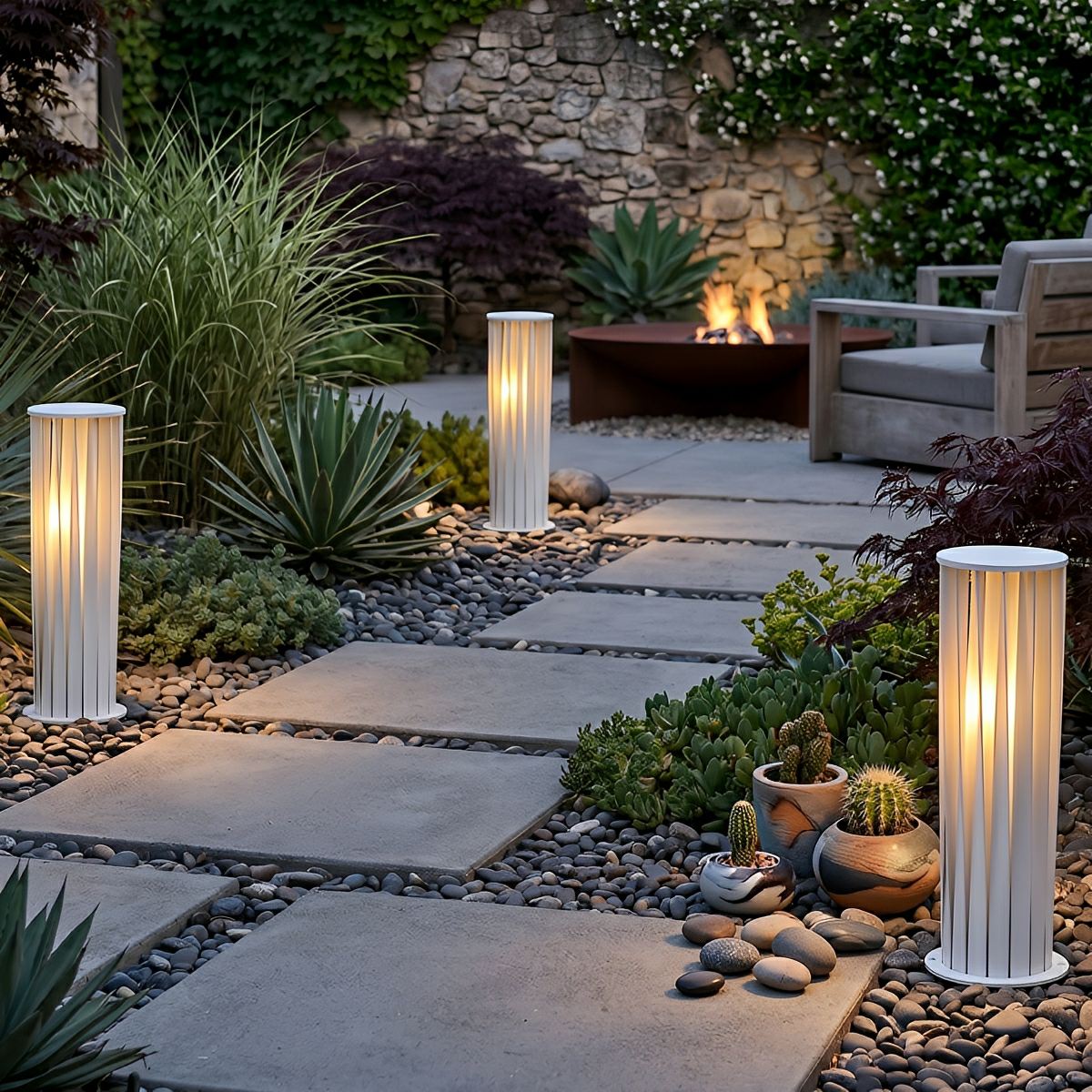 Waterproof Cylindrical Twisted Outdoor Post Light Pathway Lighting - Flare Shack