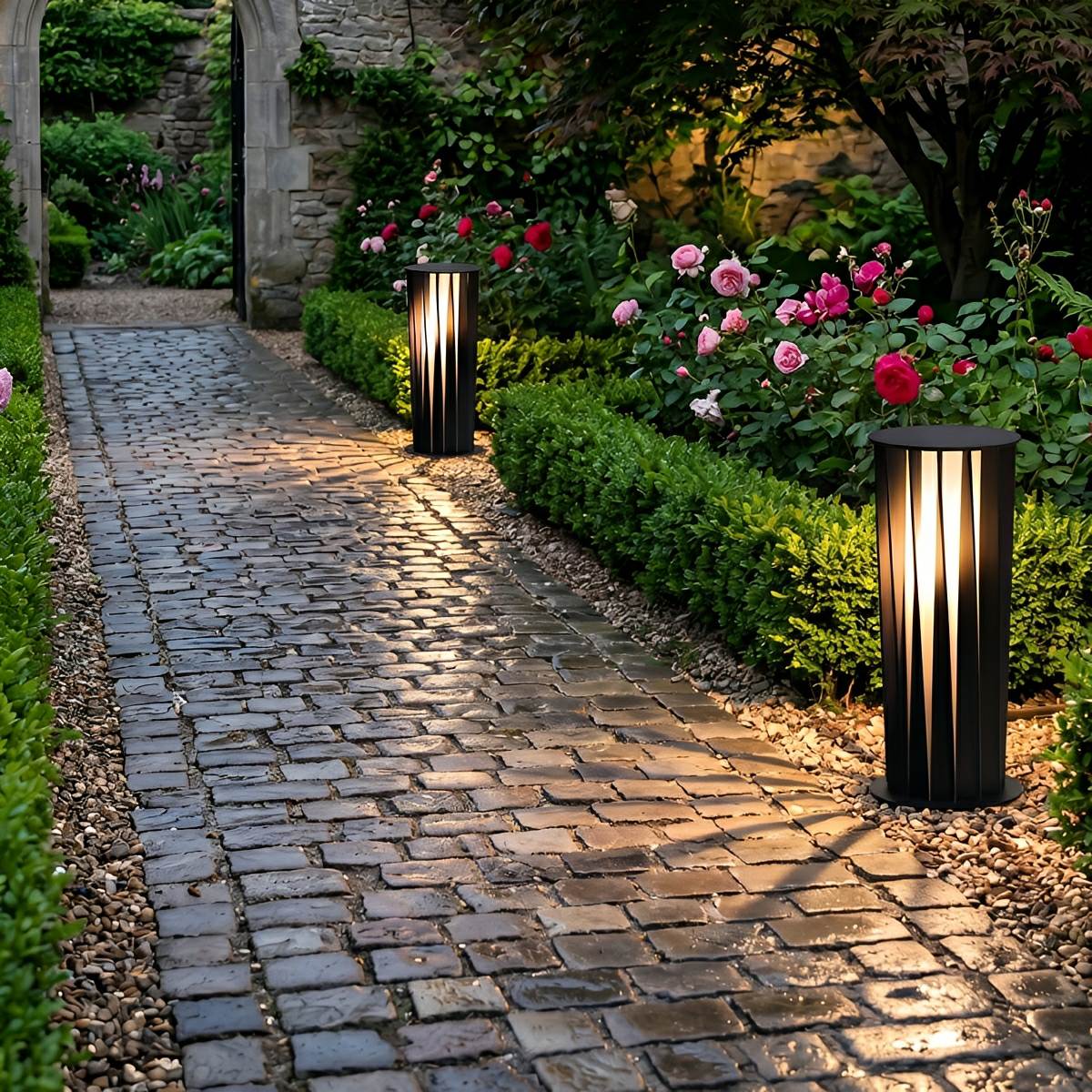 Waterproof Cylindrical Twisted Outdoor Post Light Pathway Lighting - Flare Shack
