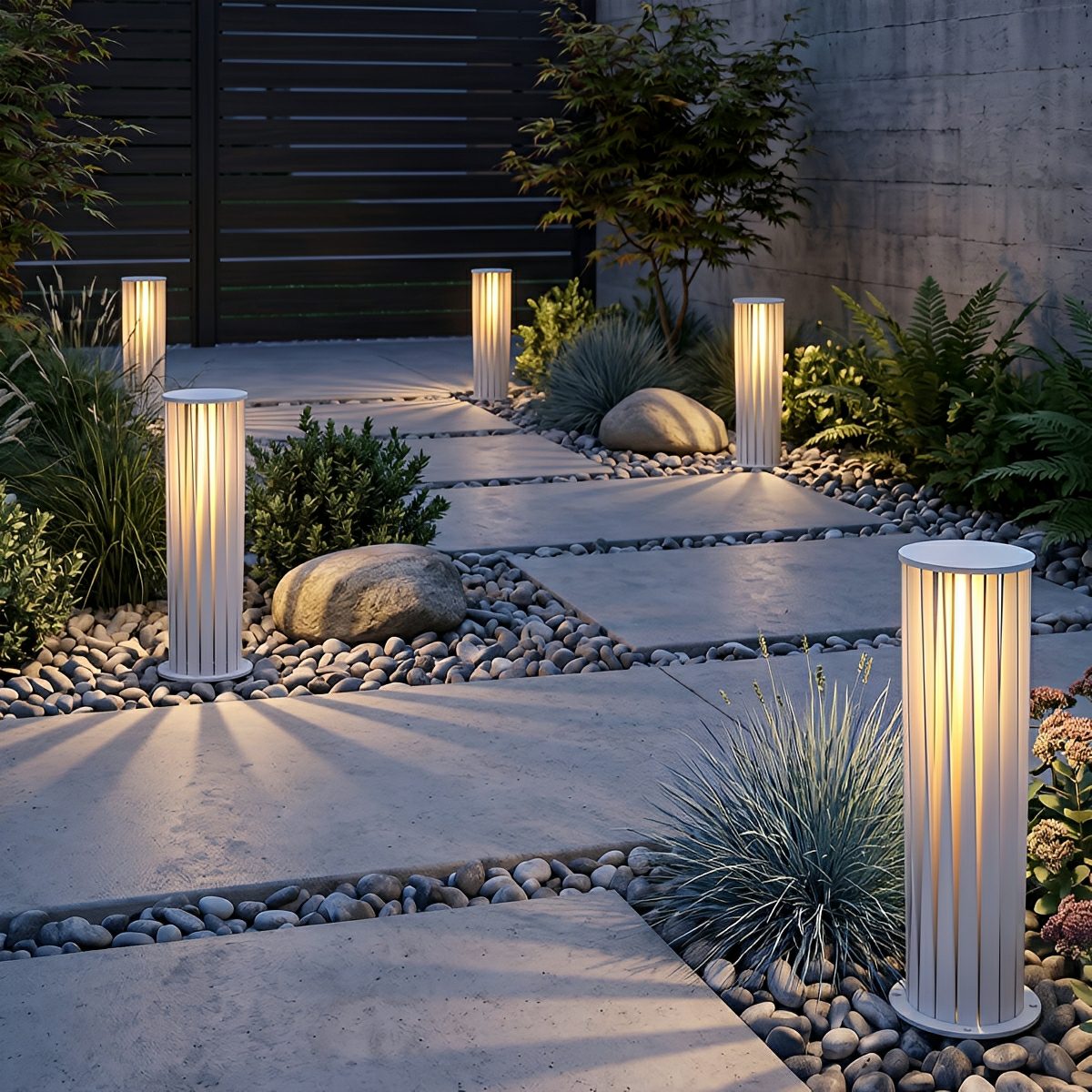 Waterproof Cylindrical Twisted Outdoor Post Light Pathway Lighting - Flare Shack