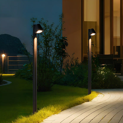 Waterproof Flash Black Modern Column Outdoor Street Pole Lights - Flare Shack