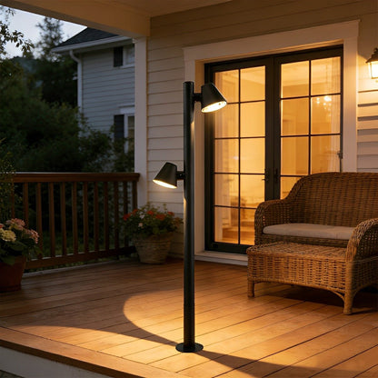 Waterproof Flash Black Modern Column Outdoor Street Pole Lights - Flare Shack