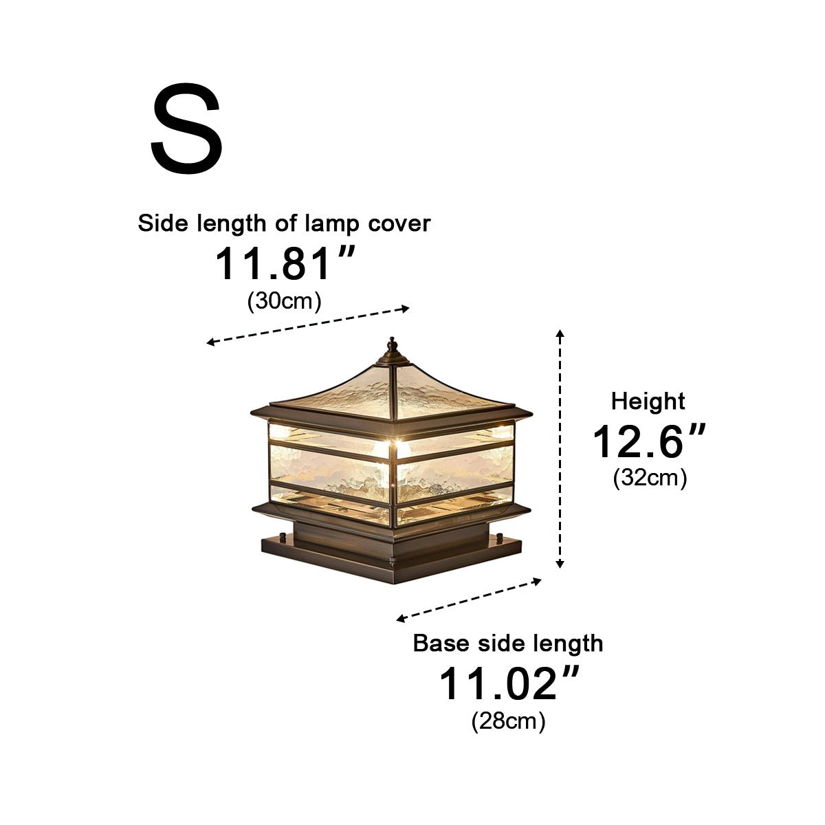 Waterproof Glass Copper Vintage Outdoor Fence Post Lights Pillar Light Column Lamp