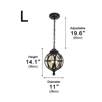 Rustic Waterproof Globe Outdoor Light Pendant Light Hanging Lantern