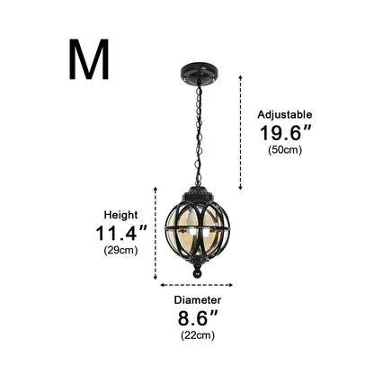 Rustic Waterproof Globe Outdoor Light Pendant Light Hanging Lantern