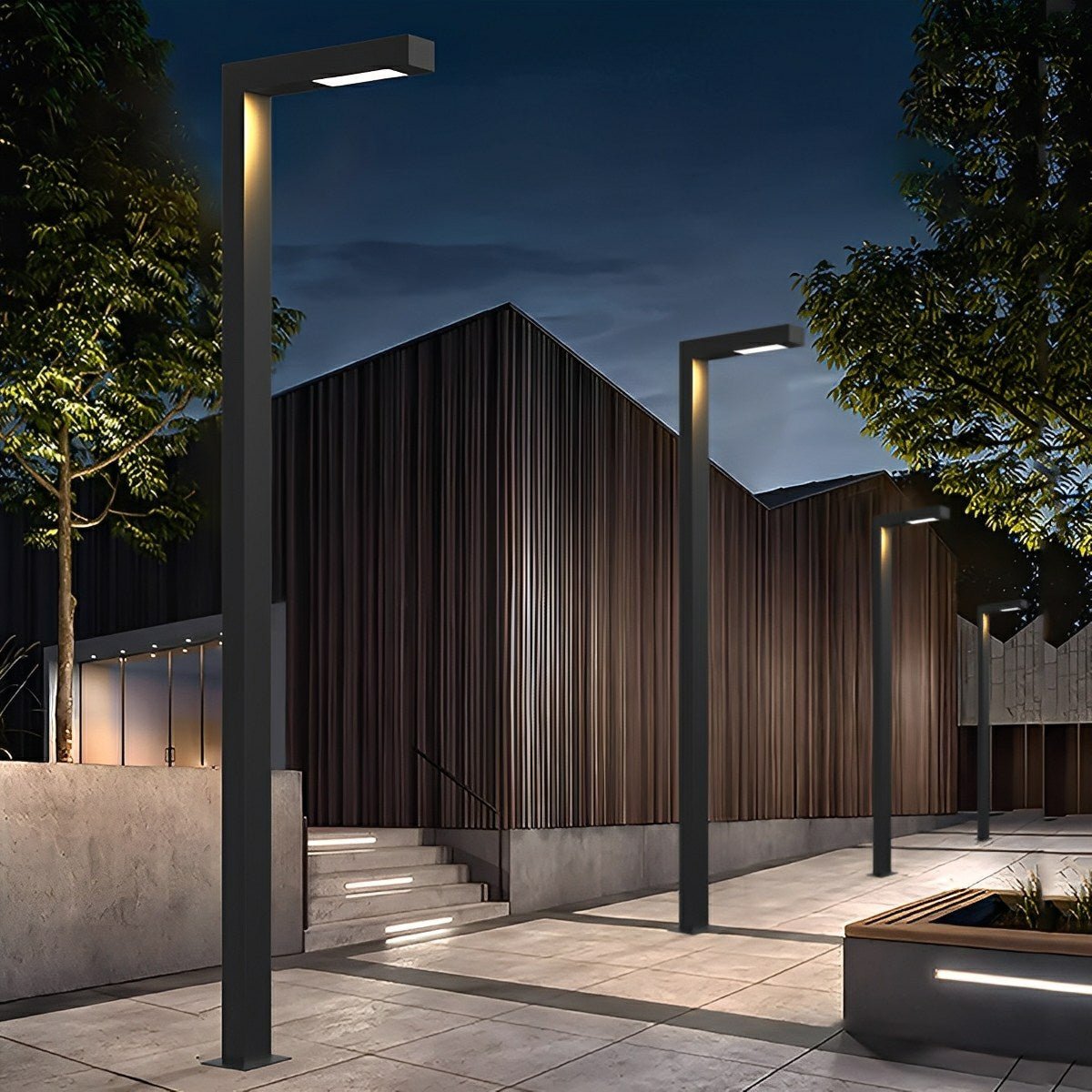 Waterproof LED Black Modern Column Outdoor Pole Street Light - Flare Shack