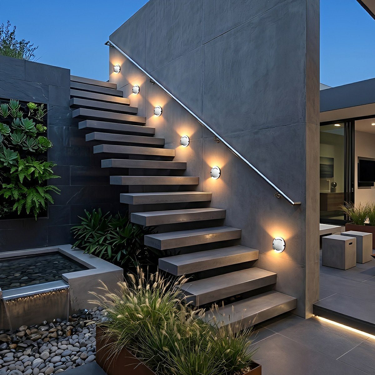 Waterproof Mdern Round LED Outdoor Step Lights Deck Stair Lights