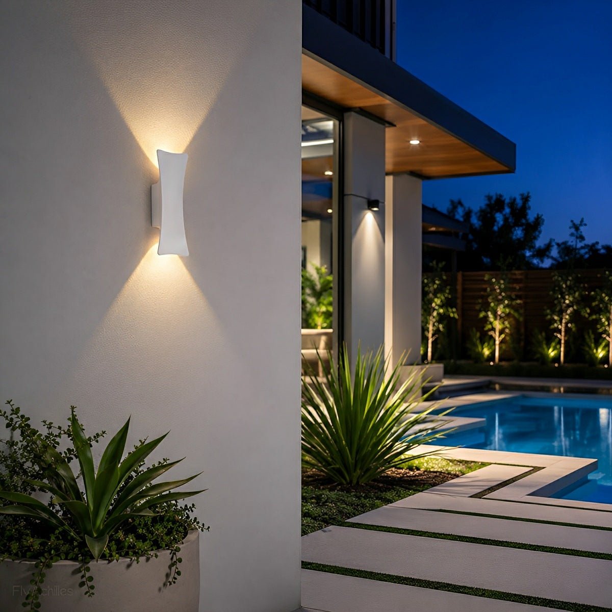 Waterproof Modern Arc Up and Down Outdoor Wall Light - Flare Shack