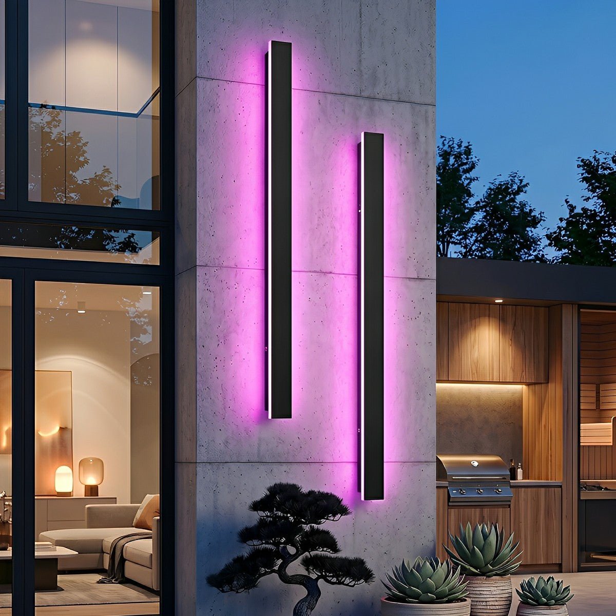 Waterproof Modern Black Long Strip LED Sconce Light Frosted Wall Light - Flare Shack