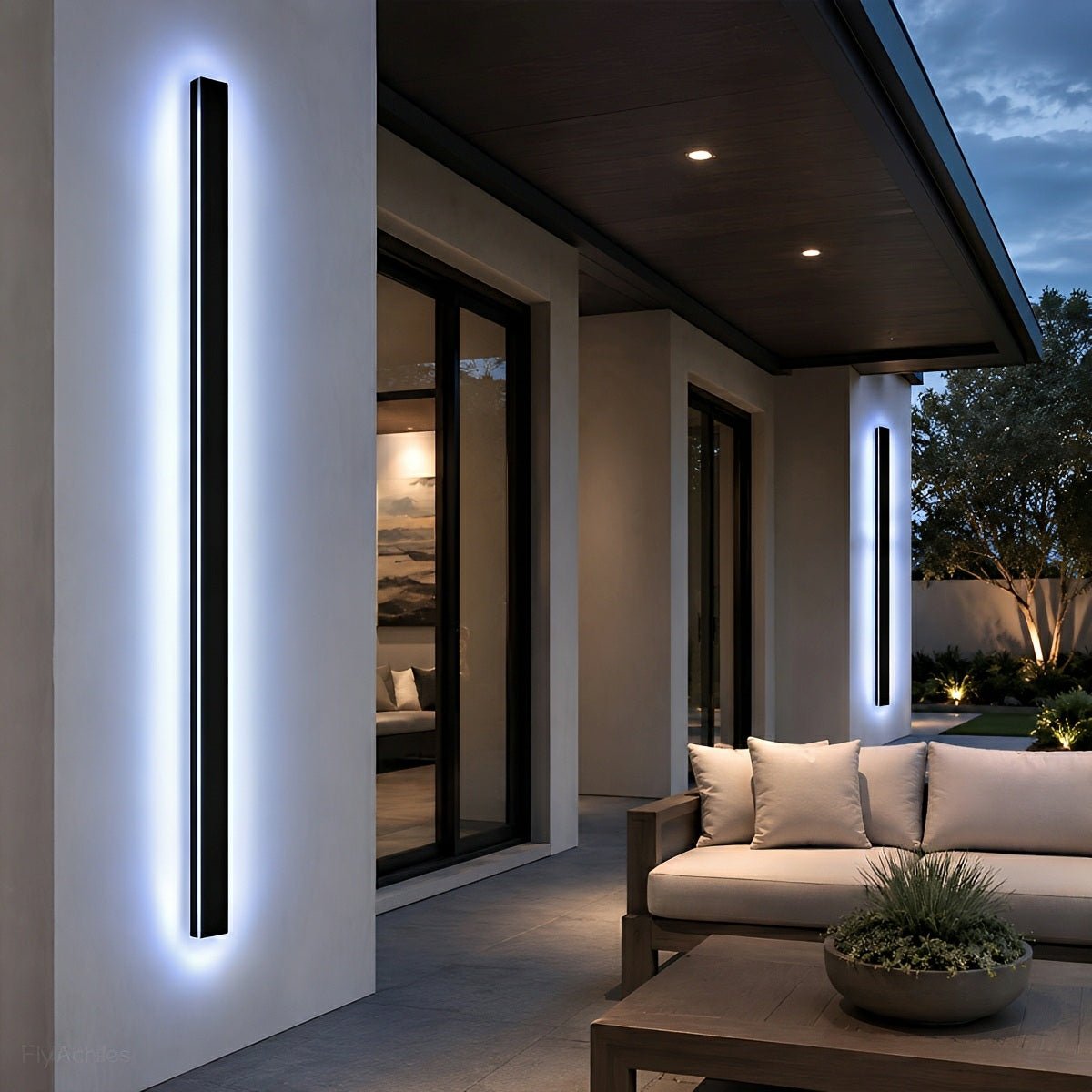 Waterproof Modern Black Long Strip LED Sconce Light Frosted Wall Light - Flare Shack