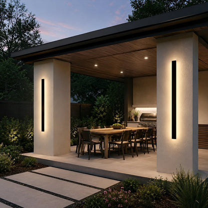 Waterproof Modern Black Long Strip LED Sconce Light Frosted Wall Light - Flare Shack