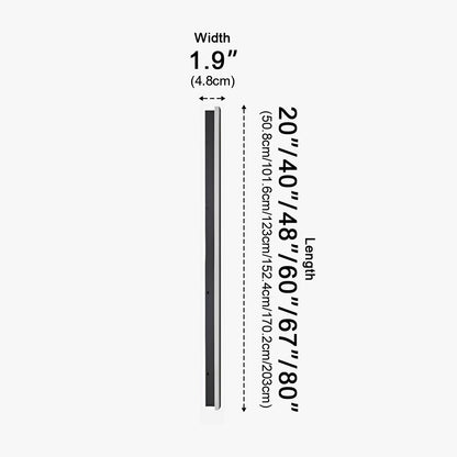 Waterproof Modern Black Long Strip LED Sconce Light Frosted Wall Light