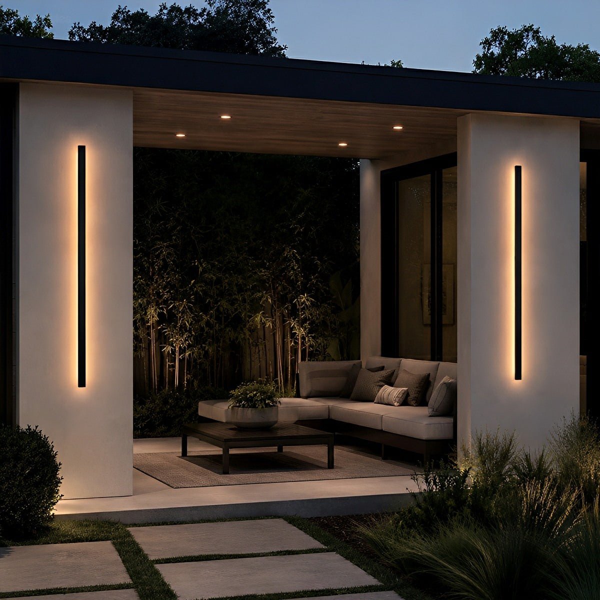 Waterproof Modern Black Long Strip LED Sconce Light Frosted Wall Light