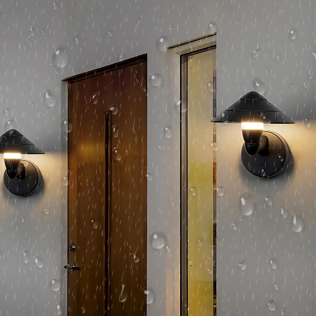 Waterproof Modern Black Umbrella Outdoor LED Wall Lights - Flare Shack