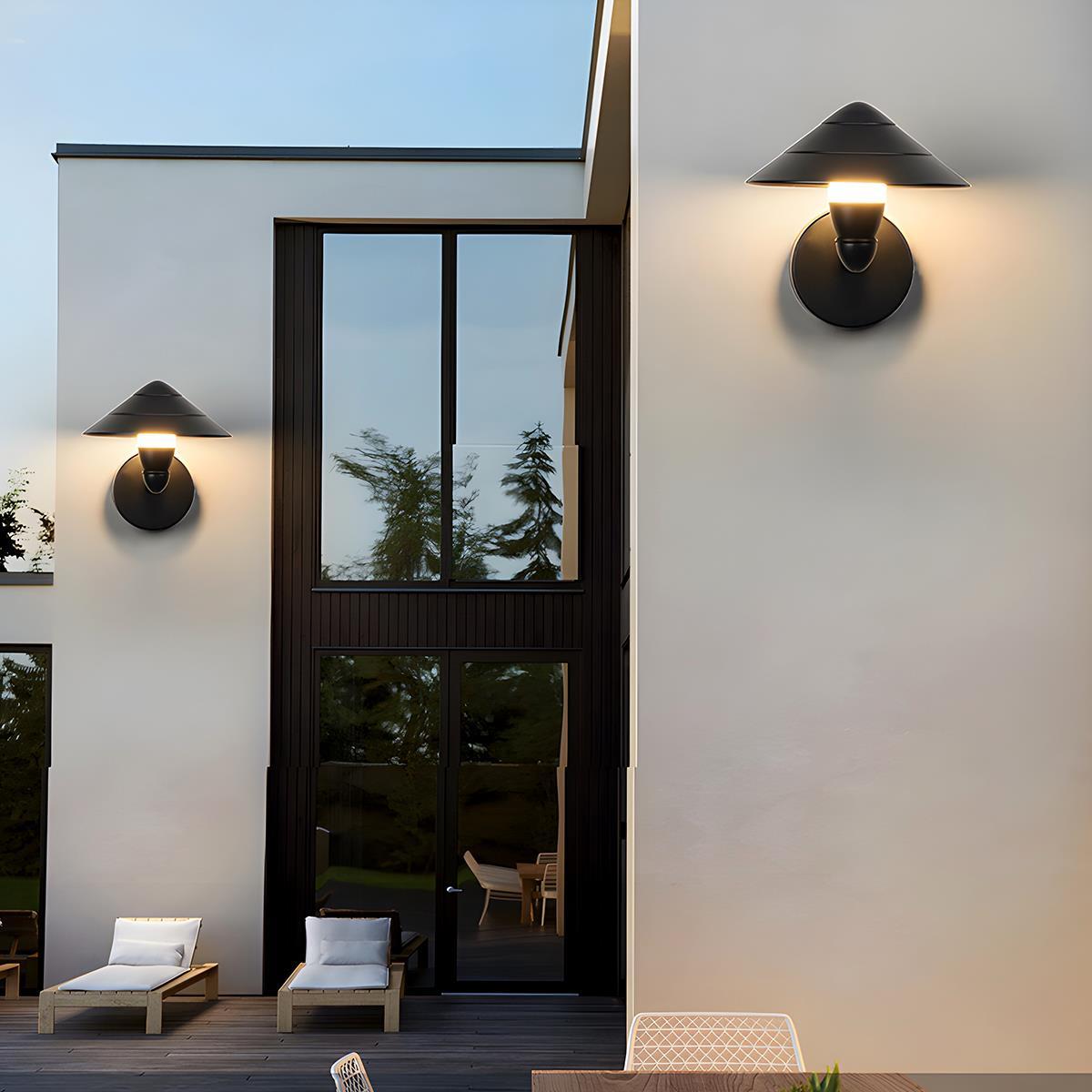 Waterproof Modern Black Umbrella Outdoor LED Wall Lights - Flare Shack