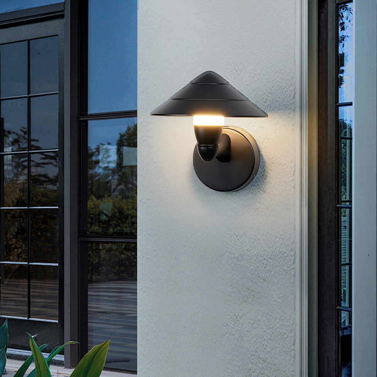 Waterproof Modern Black Umbrella Outdoor LED Wall Lights - Flare Shack