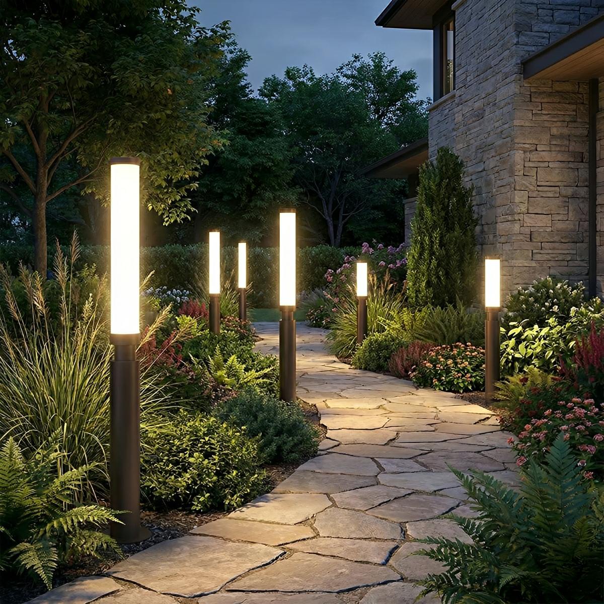 Waterproof Modern Cylinder Long Barrel Column Post Lights Pillar Lights