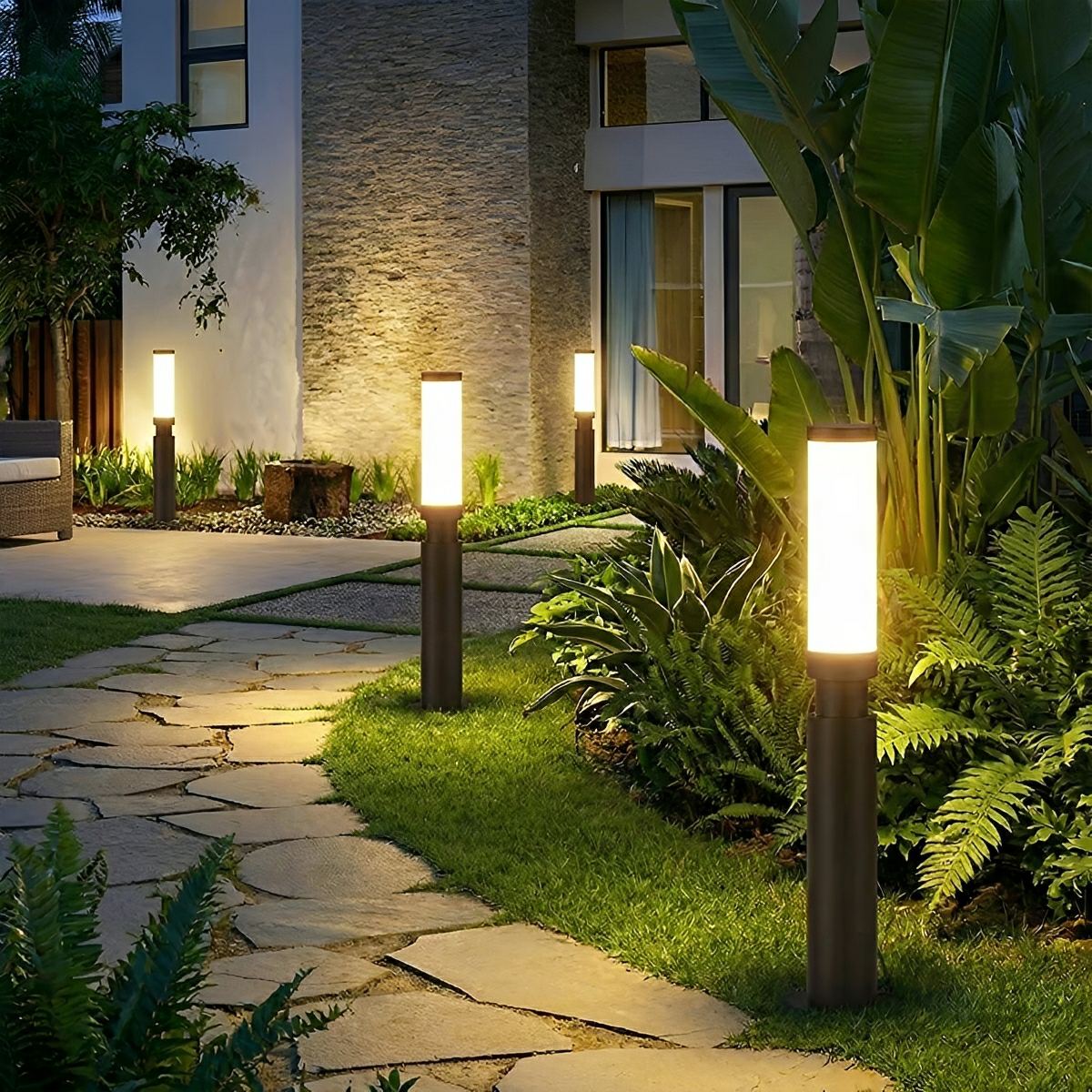 Waterproof Modern Cylinder Long Barrel Column Post Lights Pillar Lights