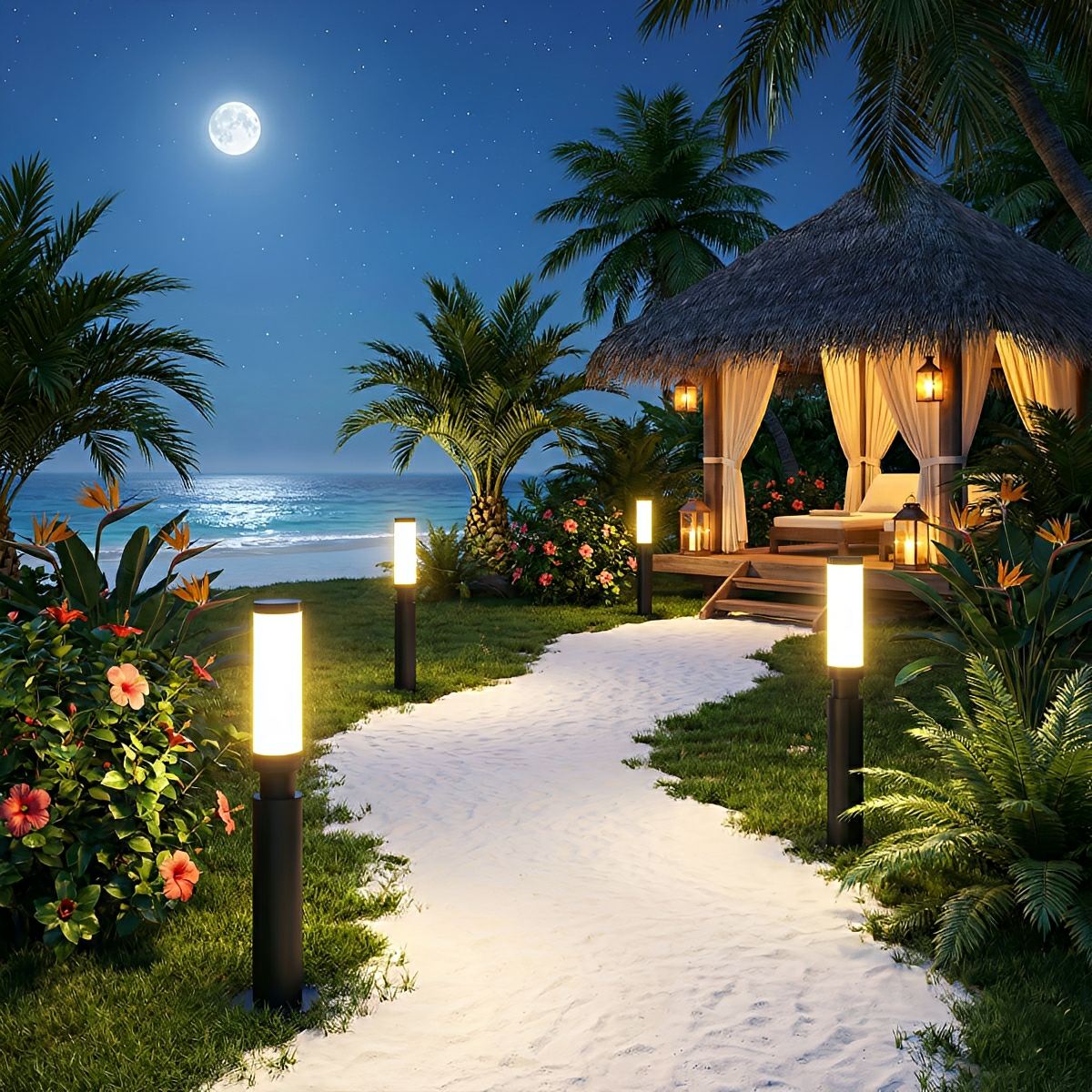 Waterproof Modern Cylinder Long Barrel Column Post Lights Pillar Lights - Flare Shack