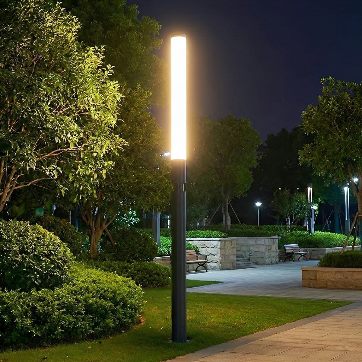 Waterproof Modern Cylinder Long Barrel Column Post Lights Pillar Lights - Flare Shack