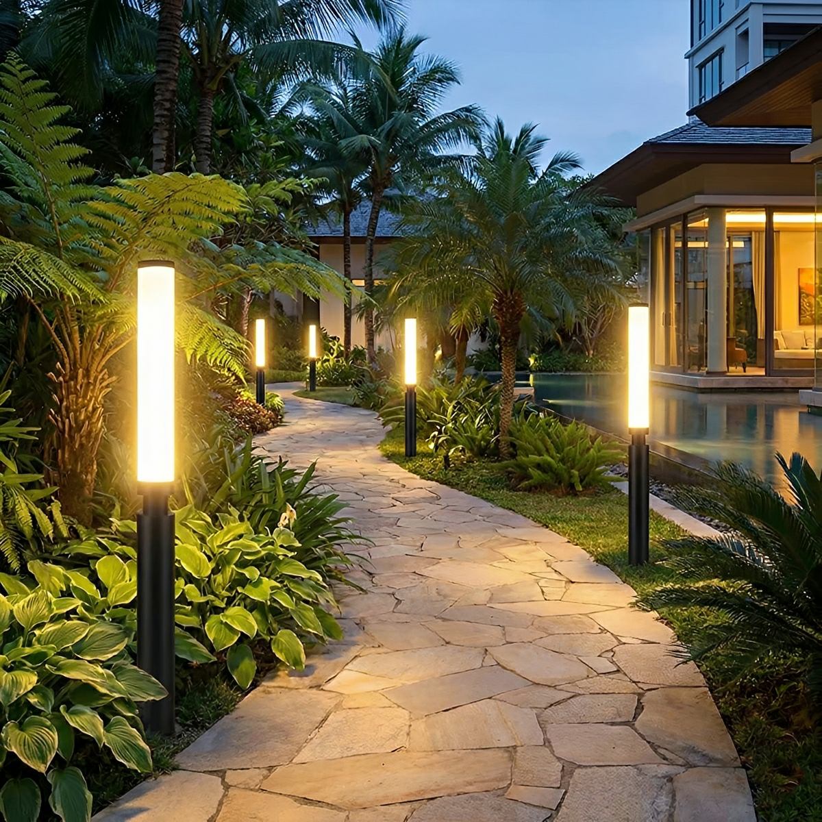 Waterproof Modern Cylinder Long Barrel Column Post Lights Pillar Lights - Flare Shack