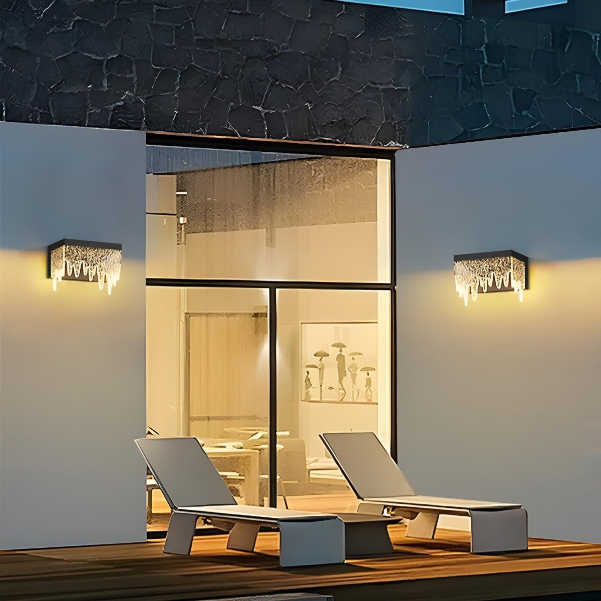 Waterproof Modern Farmhouse Waterfall Outdoor Porch LED Wall Lights - Flare Shack