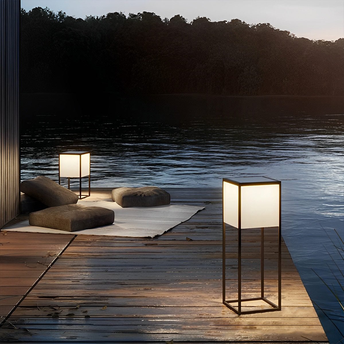 Waterproof Modern Minimalist Stainless Steel Rectangular LED Outdoor Floor Lamp - Flare Shack