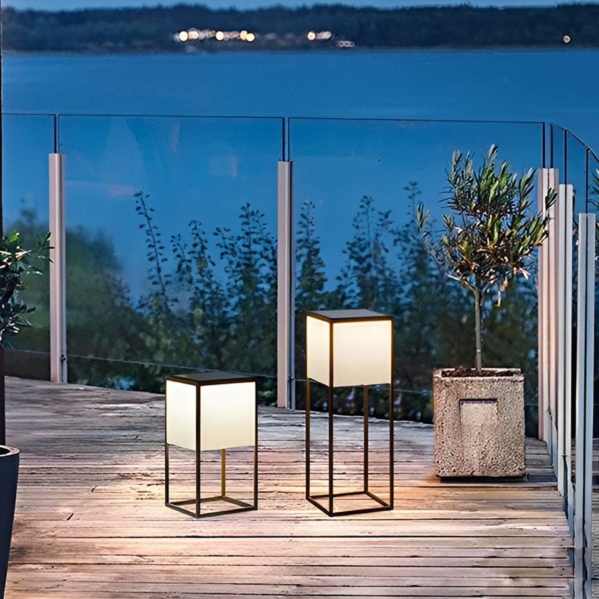 Waterproof Modern Minimalist Stainless Steel Rectangular LED Outdoor Floor Lamp