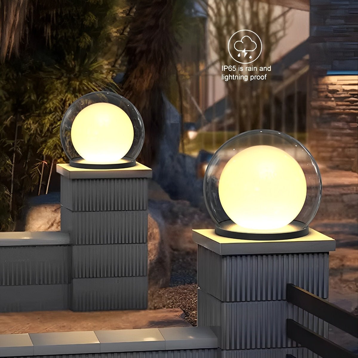 Waterproof Modern Moon Bubble Post Light Landscape Light - Flare Shack
