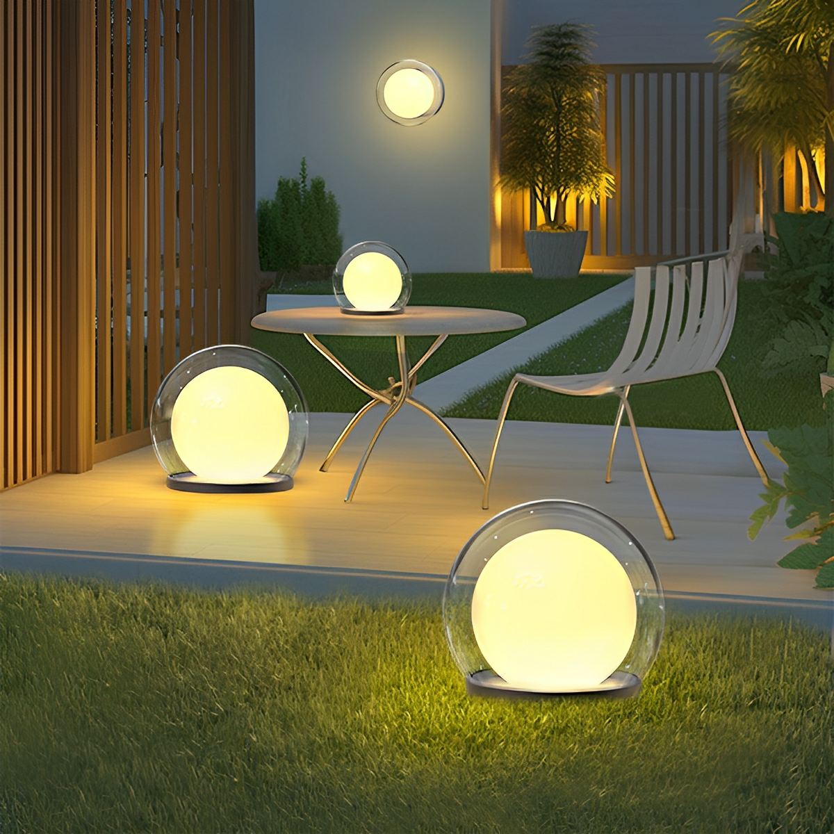 Waterproof Modern Moon Bubble Post Light Landscape Light
