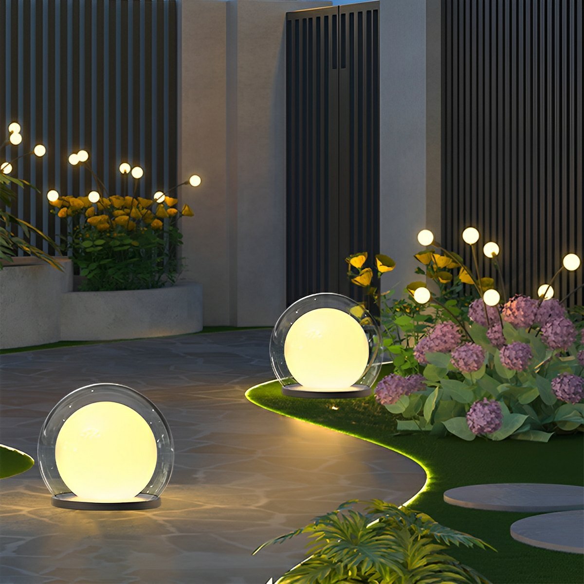 Waterproof Modern Moon Bubble Post Light Landscape Light