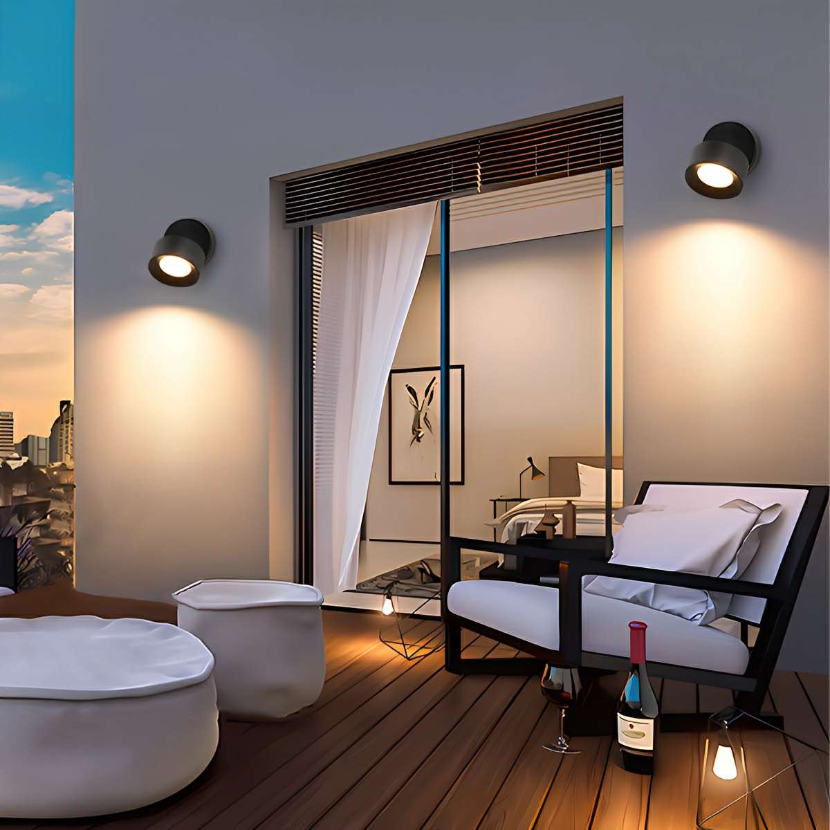 Waterproof Modern Round Adjustable Angle Outdoor Porch LED Wall Lights - Flare Shack