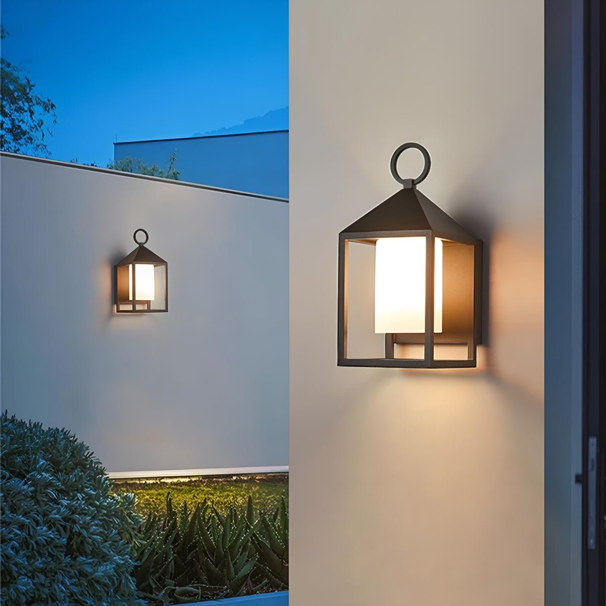 Waterproof Modern Rustic Rectangular Lantern Outdoor LED Porch Wall Lights
