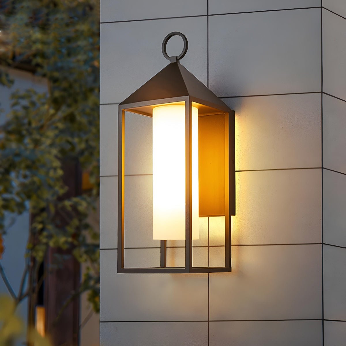 Waterproof Modern Rustic Rectangular Lantern Outdoor LED Porch Wall Lights