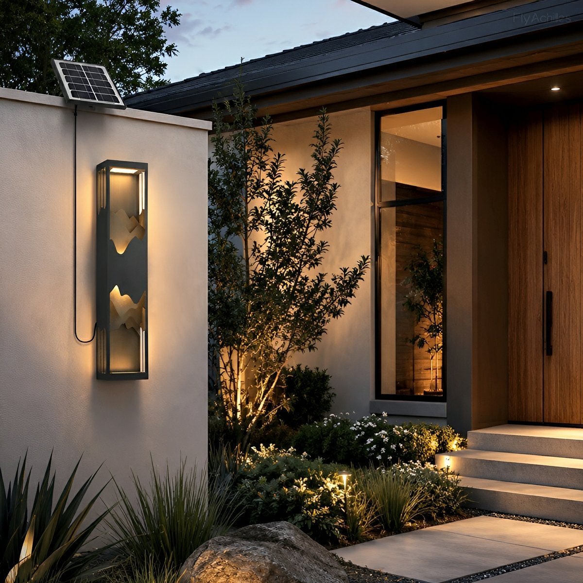 Waterproof Mountain Scenery Led Wall Sconce Garden Wall Light