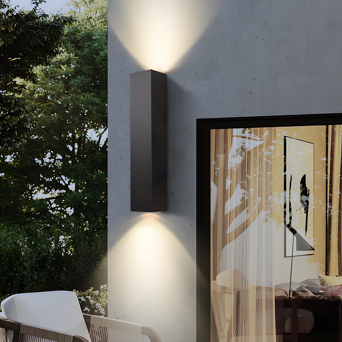 Waterproof Outdoor Rectangular Up and Down Dimmable Exterior Wall Lights - Flare Shack