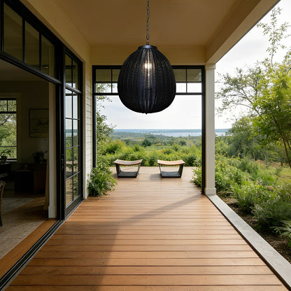 Waterproof Round Rattan Outdoor Lanterns Pendant Lights - Flare Shack