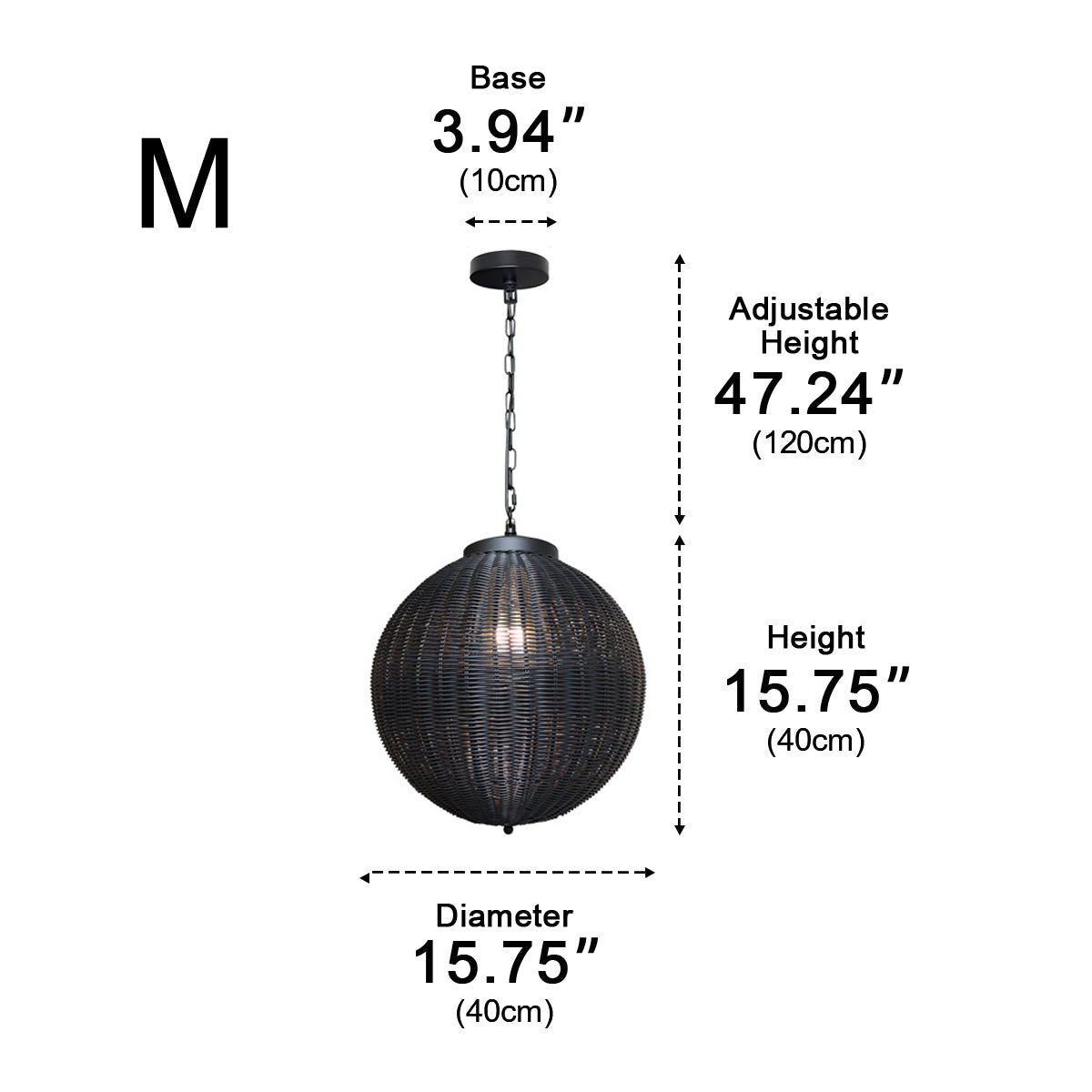 Waterproof Round Rattan Outdoor Lanterns Pendant Lights