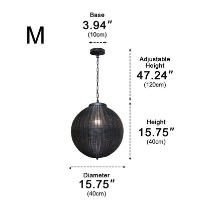 Waterproof Round Rattan Outdoor Lanterns Pendant Lights