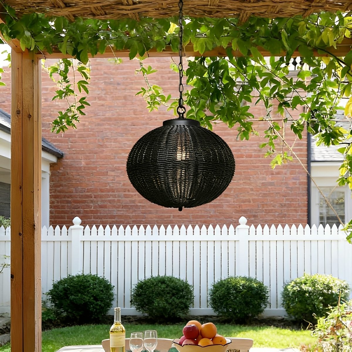 Waterproof Round Rattan Outdoor Lanterns Pendant Lights - Flare Shack