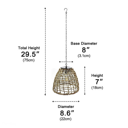Waterproof Solar Bell Rattan Outdoor Lanterns Pendant Lights