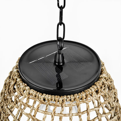 Waterproof Solar Bell Rattan Outdoor Lanterns Pendant Lights