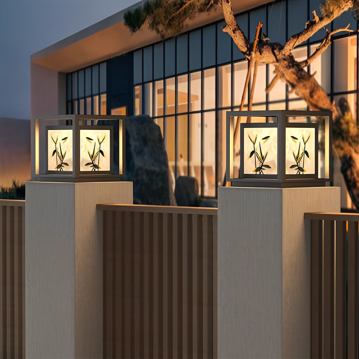 Waterproof Enamel Ice Cracked Glass Outdoor Post Lights