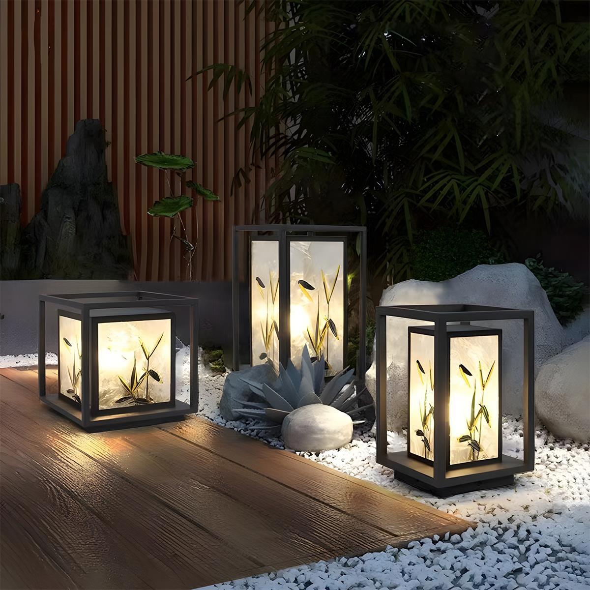 Waterproof Enamel Ice Cracked Glass Outdoor Post Lights