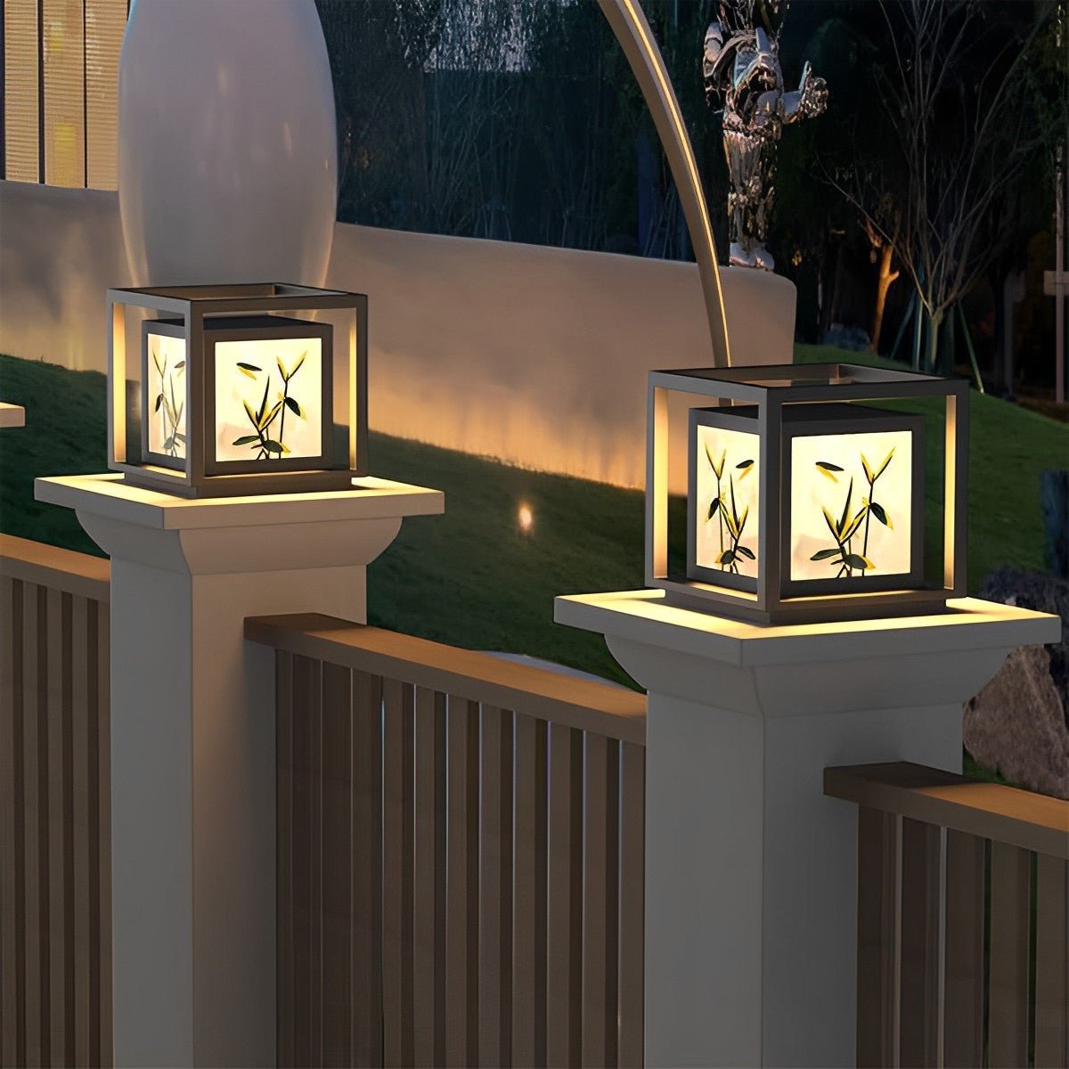Waterproof Solar Enamel Ice Cracked Glass Outdoor Post Lights - Flare Shack