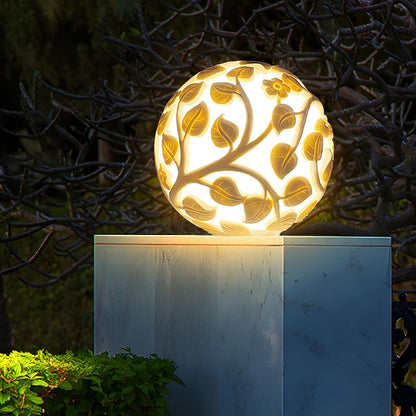 Waterproof Solar Globe Hollow Leaves LED Outdoor Post Lights - Flare Shack
