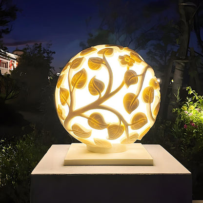 Waterproof Solar Globe Hollow Leaves LED Outdoor Post Lights - Flare Shack