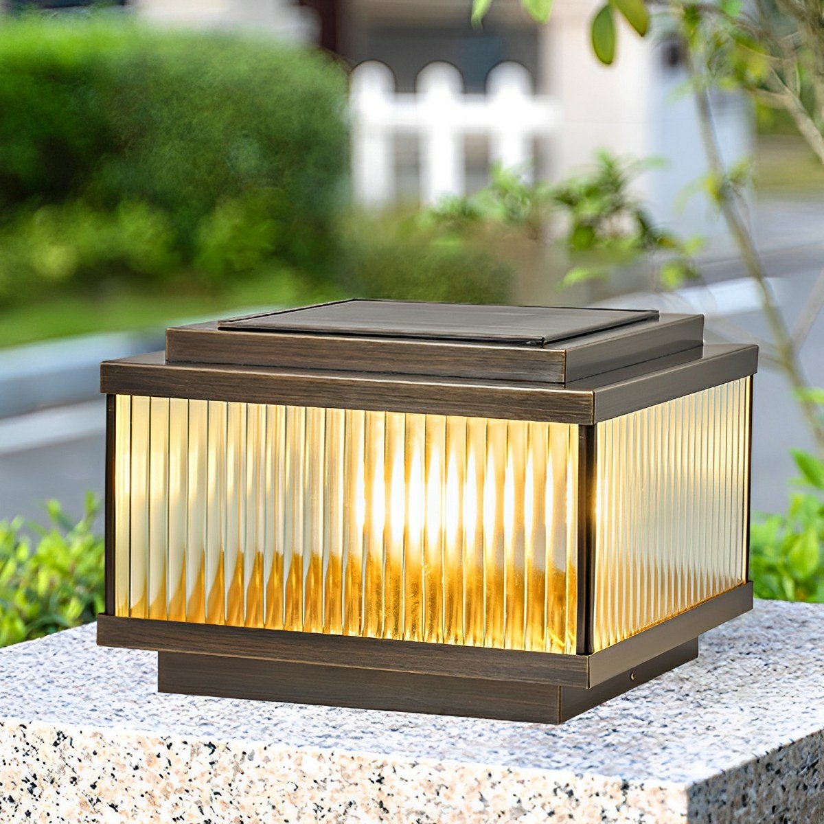 Waterproof Solar Vintage Copper Square LED Outdoor Post Lights - Flare Shack